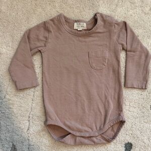 Long-Sleeve Baby Bodysuit in Dusty Mauve